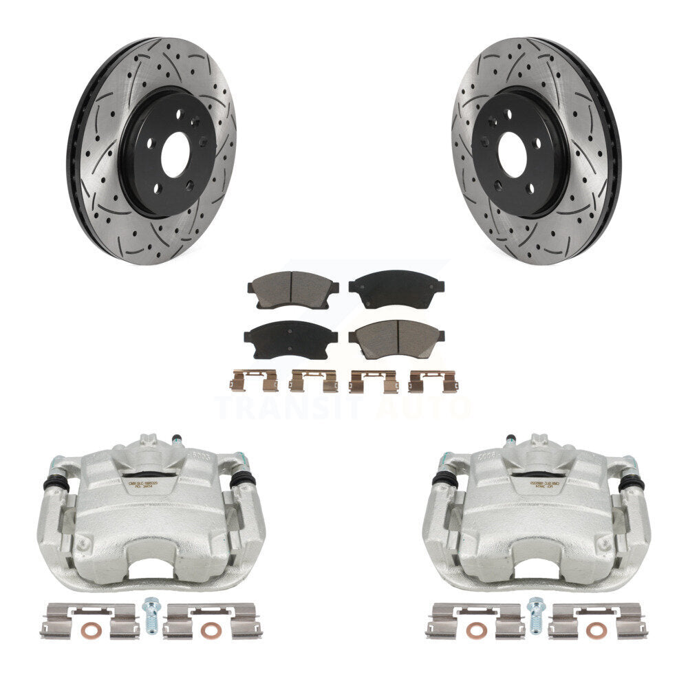 Front Disc Brake Coated Caliper Drilled Slotted Rotors And Ceramic Pads Kit For 2013-2017 Buick Encore Chevrolet Trax KCD-100209C by Transit Auto