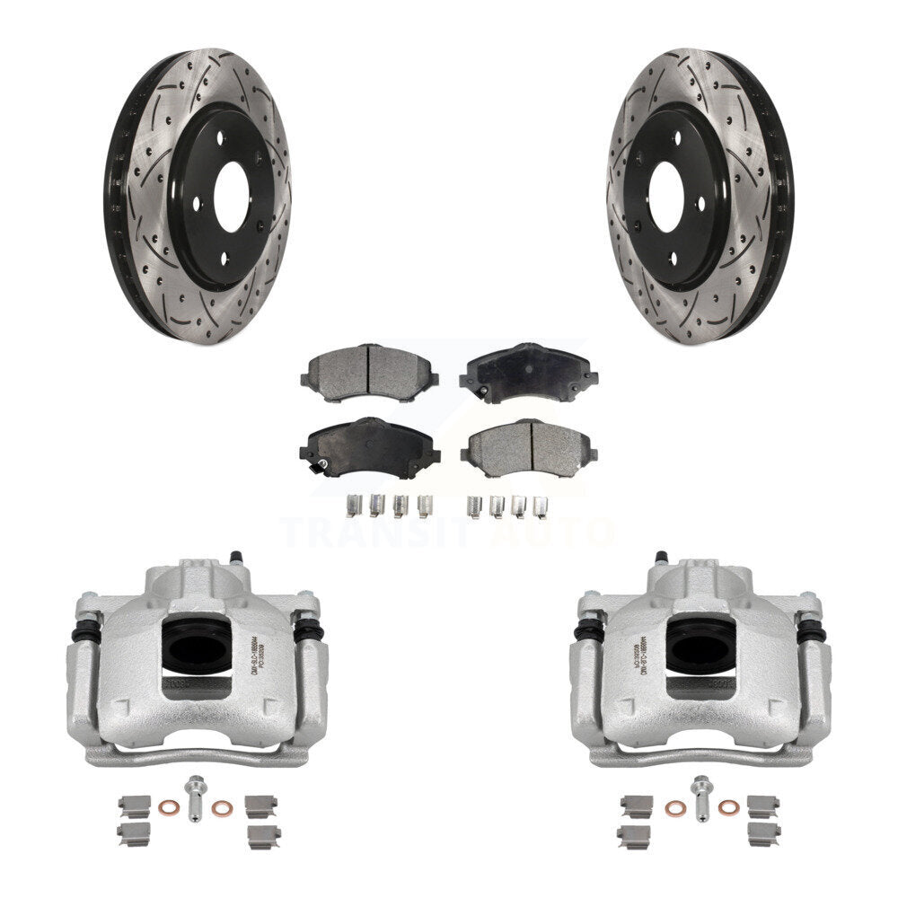 Front Brake Caliper Drill Slot Rotors Semi-Metallic Pad Kit For Dodge Grand Caravan Town KCD-100209P