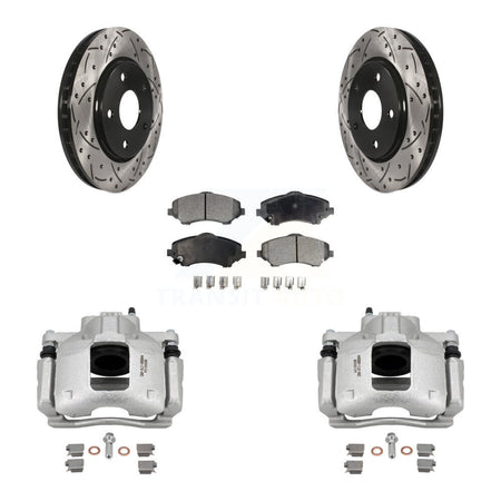 Front Brake Caliper Drill Slot Rotors Semi-Metallic Pad Kit For Dodge Grand Caravan Town KCD-100209P