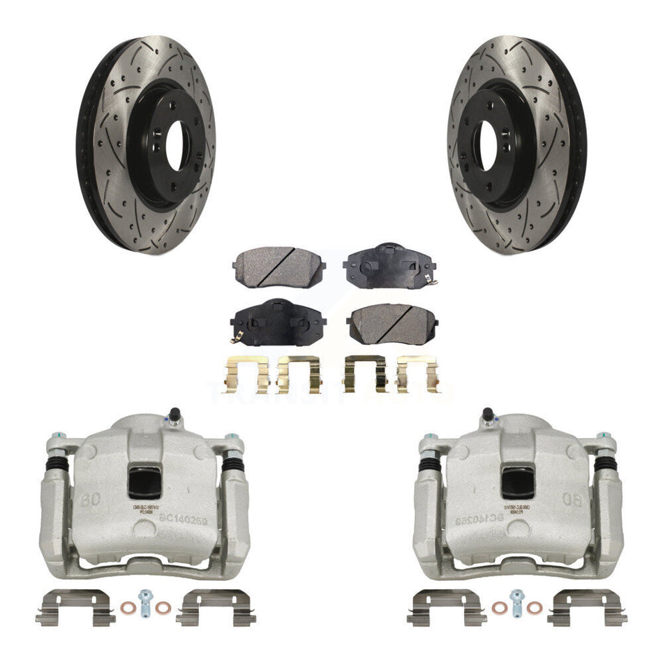 Front Brake Caliper Drill Slot Rotor Ceramic Pad Kit For Kia Sportage 2.4L From 12 10 15 KCD-100209T