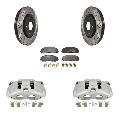 Front Disc Brake Coated Caliper Drilled Slotted Rotors And Semi-Metallic Pads Kit For Dodge Grand Caravan Chrysler Pacifica Voyager KCD-100211P by Transit Auto