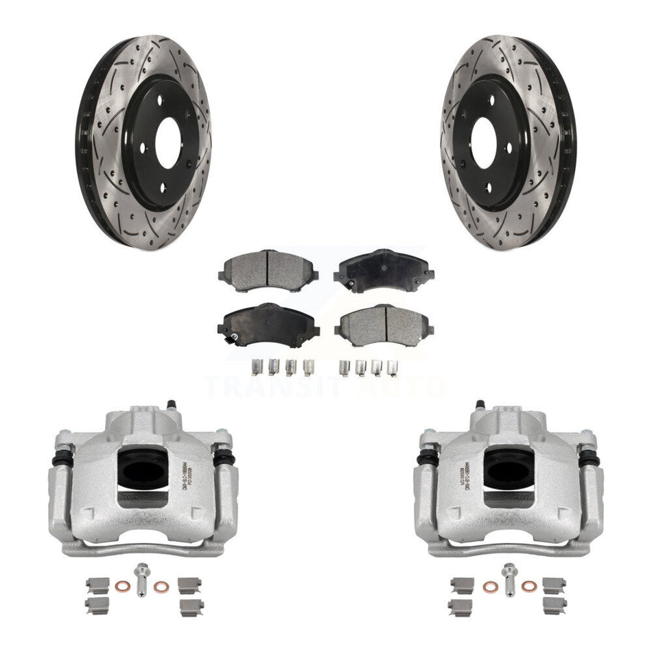 Front Brake Caliper Drill Slot Rotors Ceramic Pad Kit For Dodge Grand Caravan Chrysler & KCD-100212T