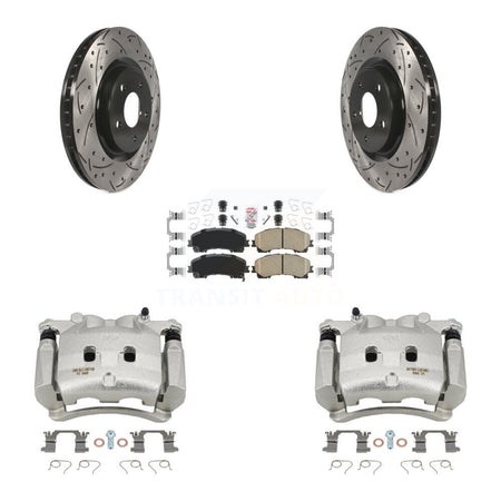 Front Disc Brake Coated Caliper Drilled Slotted Rotor & Ceramic Pad Kit For Nissan Rogue KCD-100213N