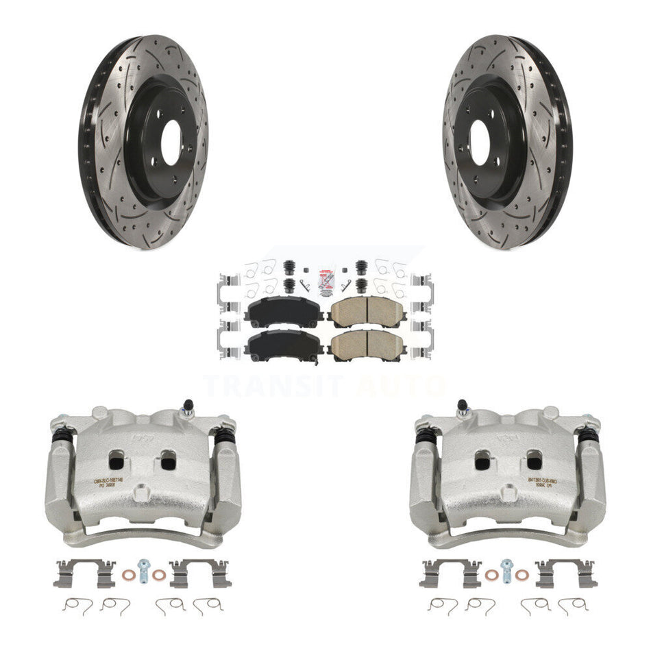 Front Disc Brake Coated Caliper Drilled Slotted Rotor & Ceramic Pad Kit For Nissan Rogue KCD-100213N
