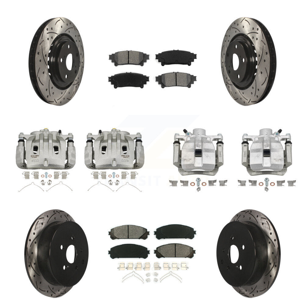 Front Rear Brake Caliper Drilled Slot Rotor Semi-Metallic Pad Kit (10Pc) For Lexus RX350 KCD-100213S