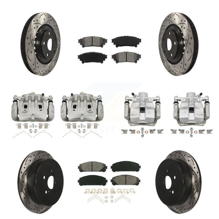 Front Rear Brake Caliper Drilled Slot Rotor Semi-Metallic Pad Kit (10Pc) For Lexus RX350 KCD-100213S