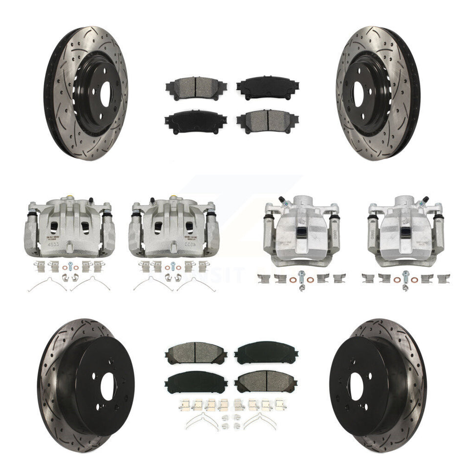 Front Rear Brake Caliper Drilled Slot Rotor Semi-Metallic Pad Kit (10Pc) For Lexus RX350 KCD-100213S