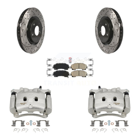 Front Disc Brake Coated Caliper Drilled Slotted Rotor & Ceramic Pad Kit For Nissan Rogue KCD-100214N
