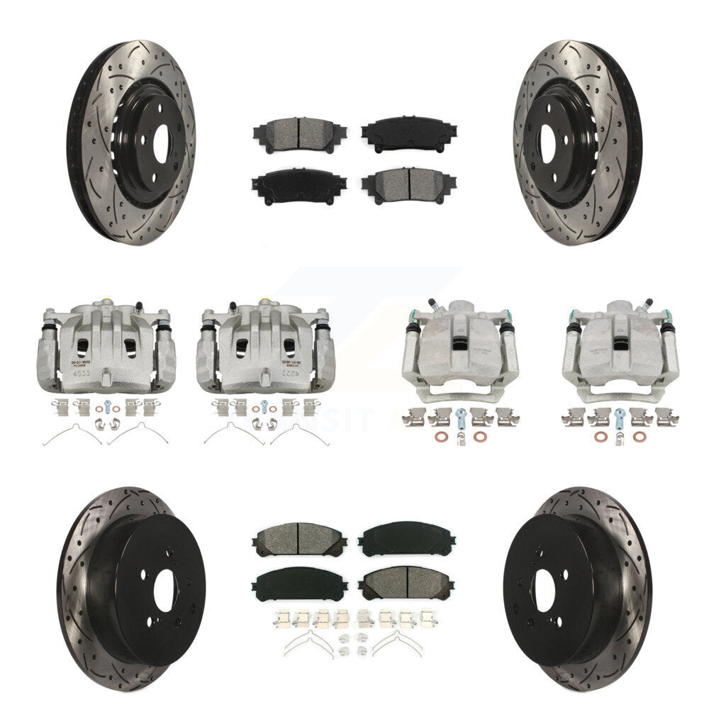 Front Rear Brake Caliper Drilled Slot Rotor Semi-Metallic Pad Kit (10Pc) For Lexus RX350 KCD-100215S