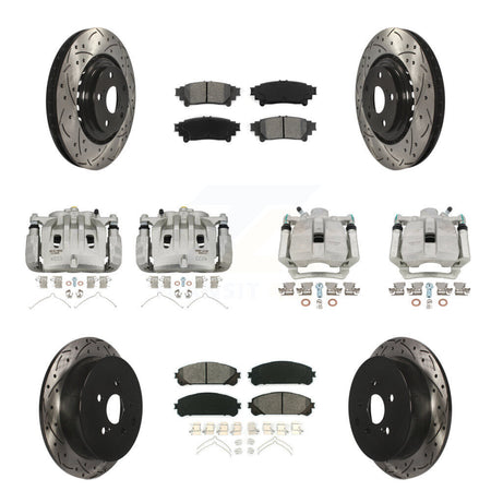 Front Rear Brake Caliper Drilled Slot Rotor Semi-Metallic Pad Kit (10Pc) For Lexus RX350 KCD-100215S