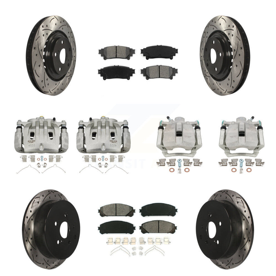Front Rear Brake Caliper Drilled Slot Rotor Semi-Metallic Pad Kit (10Pc) For Lexus RX350 KCD-100215S