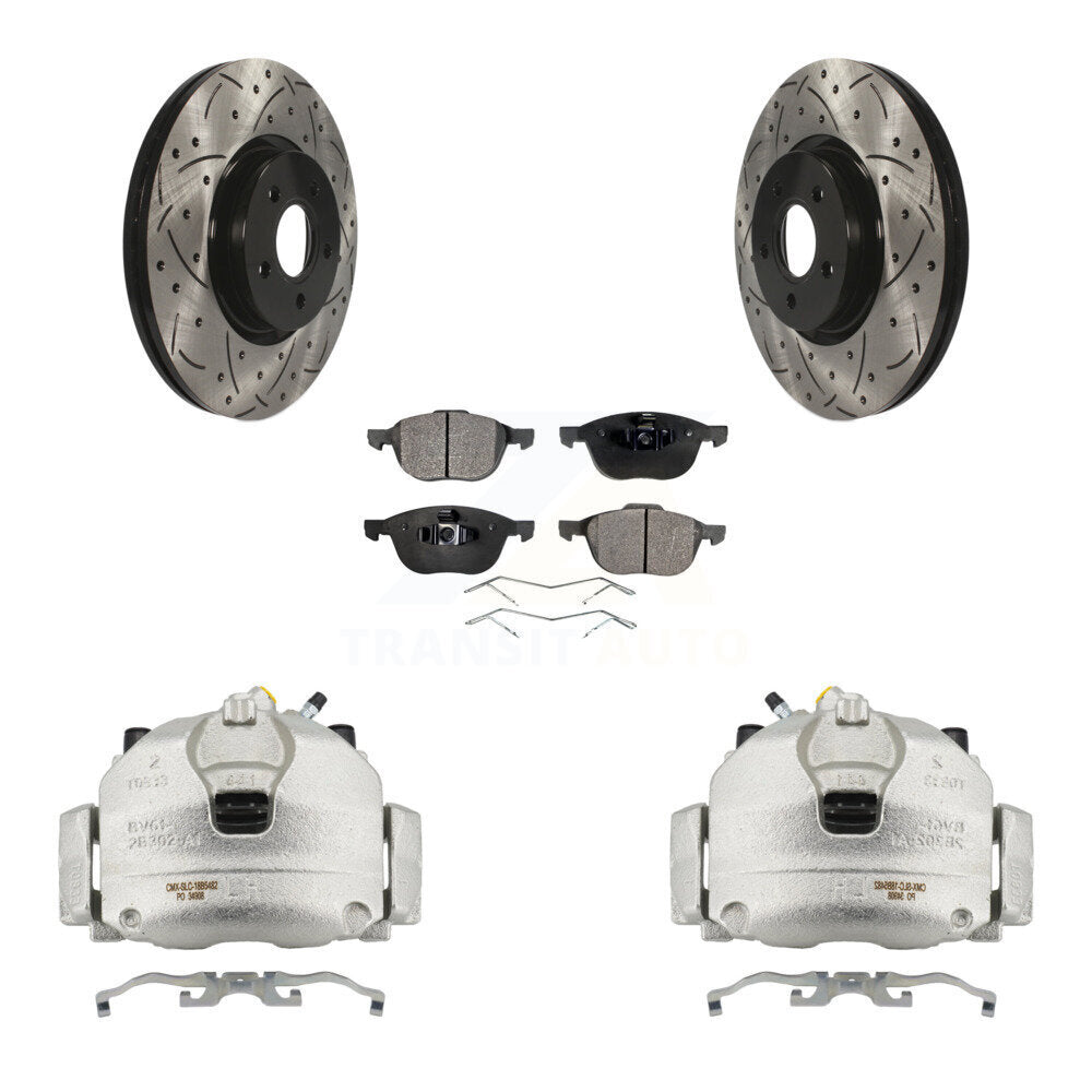 Front Brake Coated Caliper Drill Slotted Rotors Ceramic Pad Kit For Ford Transit Connect KCD-100217T