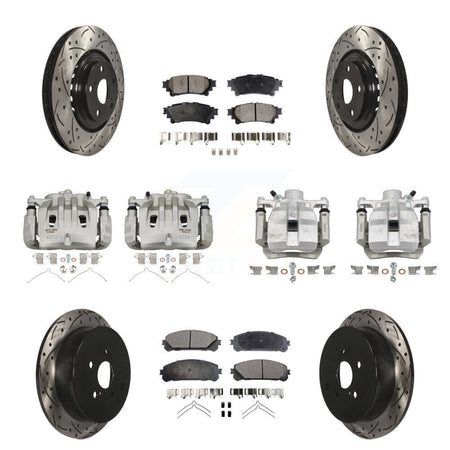 Front Rear Brake Caliper Drilled Slot Rotor Semi-Metallic Pad Kit (10Pc) For Lexus RX350 KCD-100219P