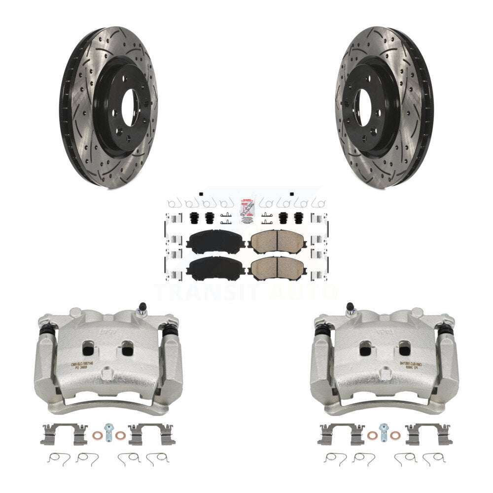 Front Disc Brake Coated Caliper Drilled Slotted Rotor & Ceramic Pad Kit For Nissan Rogue KCD-100220N
