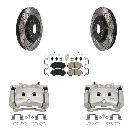 Front Disc Brake Coated Caliper Drilled Slotted Rotor & Ceramic Pad Kit For Nissan Rogue KCD-100220N