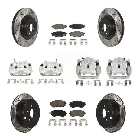 Front Rear Brake Coat Caliper Drill Slot Rotor Ceramic Pad Kit (10Pc) For Subaru Outback KCD-100225C