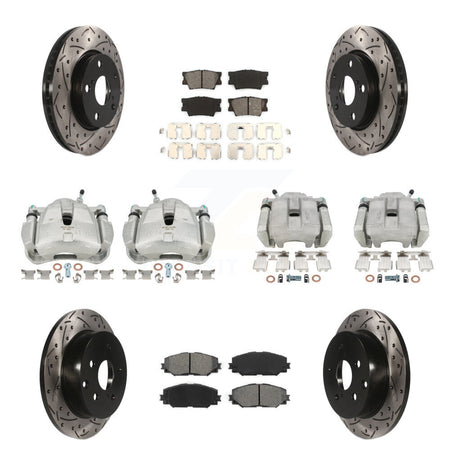 Front Rear Brake Caliper Drilled Slot Rotor Semi-Metallic Pad Kit (10Pc) For Toyota RAV4 KCD-100225S