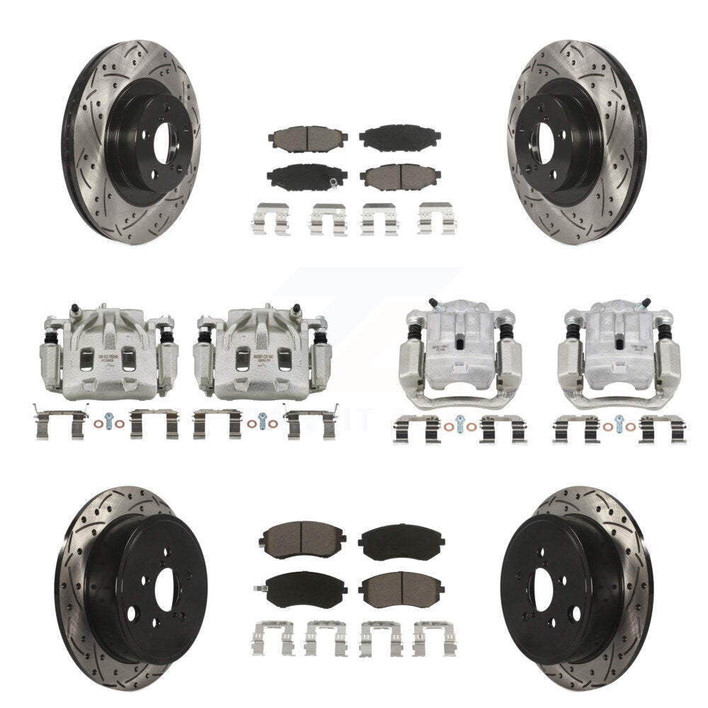 Front Rear Brake Coat Caliper Drill Slot Rotors Ceramic Pad Kit (10Pc) For Subaru Legacy KCD-100226C