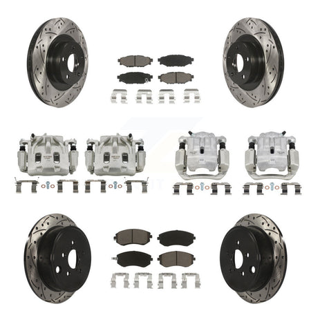 Front Rear Brake Coat Caliper Drill Slot Rotors Ceramic Pad Kit (10Pc) For Subaru Legacy KCD-100226C