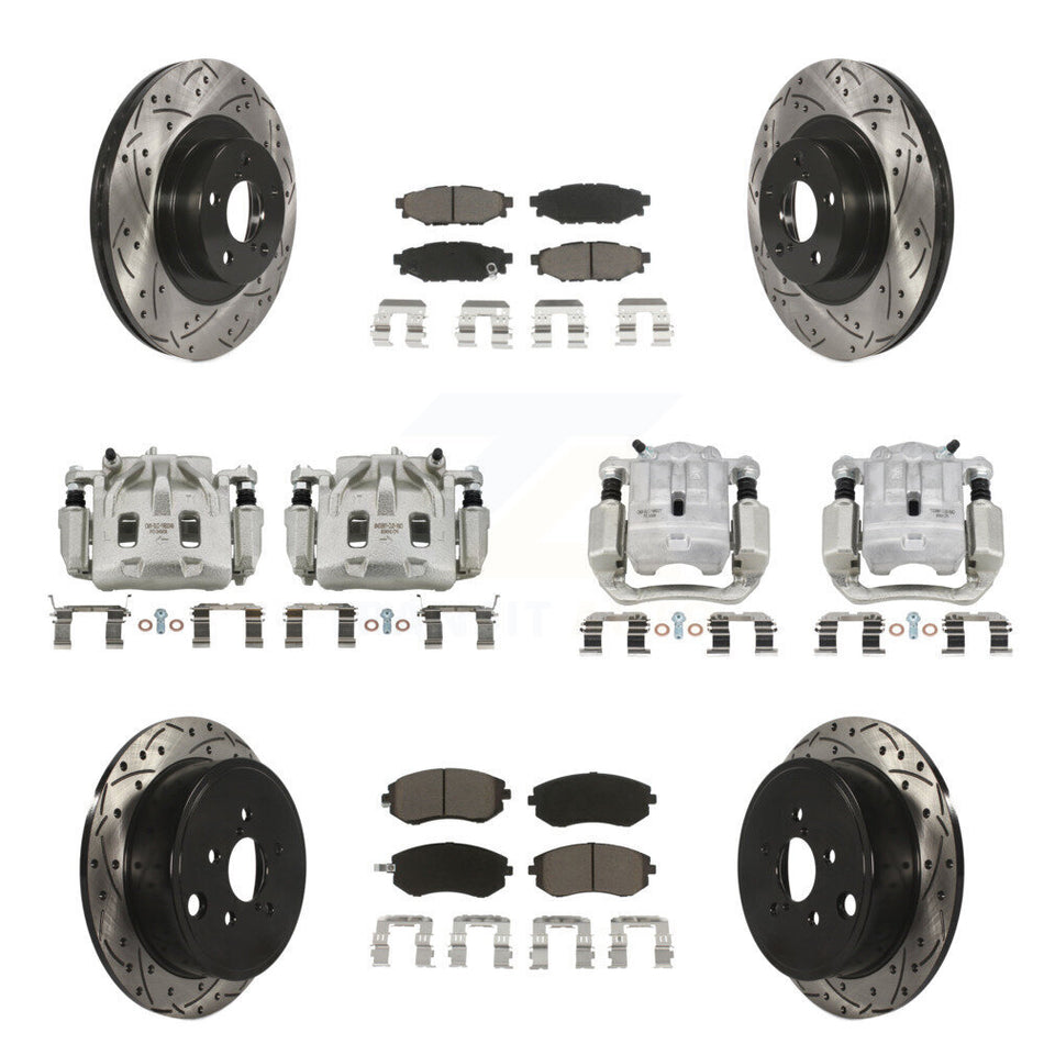 Front Rear Brake Coat Caliper Drill Slot Rotors Ceramic Pad Kit (10Pc) For Subaru Legacy KCD-100226C