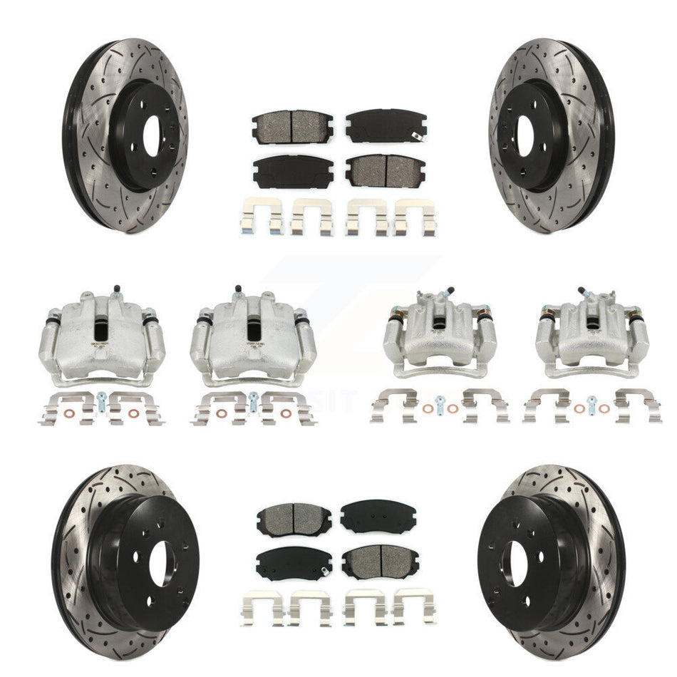 Front Rear Brake Caliper Drill Slot Rotor Semi-Metallic Pad Kit (10Pc) For Chevrolet GMC KCD-100226S