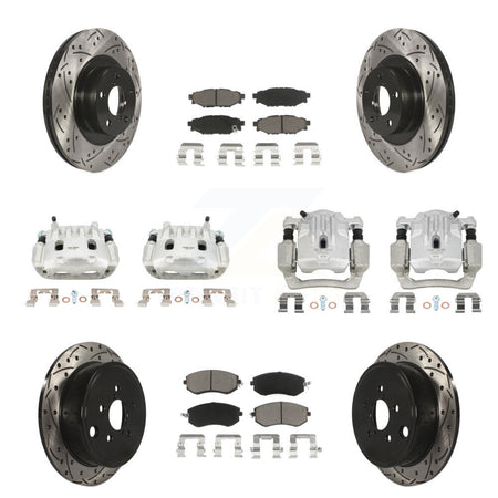 Front Rear Brake Caliper Drill Slot Rotor Ceramic Pad Kit (10Pc) For Subaru Outback 2.5L KCD-100228C