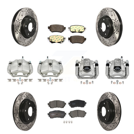 Front Rear Disc Brake Coated Caliper Drill Slot Rotor Ceramic Pad Kit (10Pc) For Mazda 6 KCD-100228T