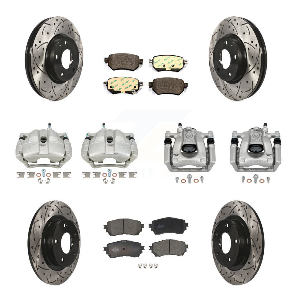 Front Rear Disc Brake Coated Caliper Drill Slot Rotor Ceramic Pad Kit (10Pc) For Mazda 6 KCD-100228T
