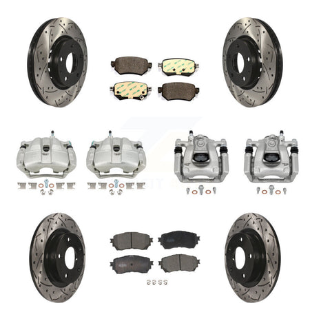 Front Rear Disc Brake Coated Caliper Drill Slot Rotor Ceramic Pad Kit (10Pc) For Mazda 6 KCD-100229T