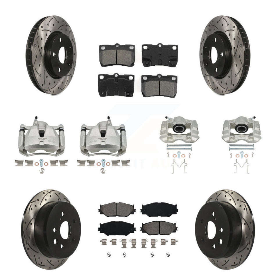 Front Rear Brake Caliper Drilled Slot Rotor Semi-Metallic Pad Kit (10Pc) For Lexus IS250 KCD-100232S