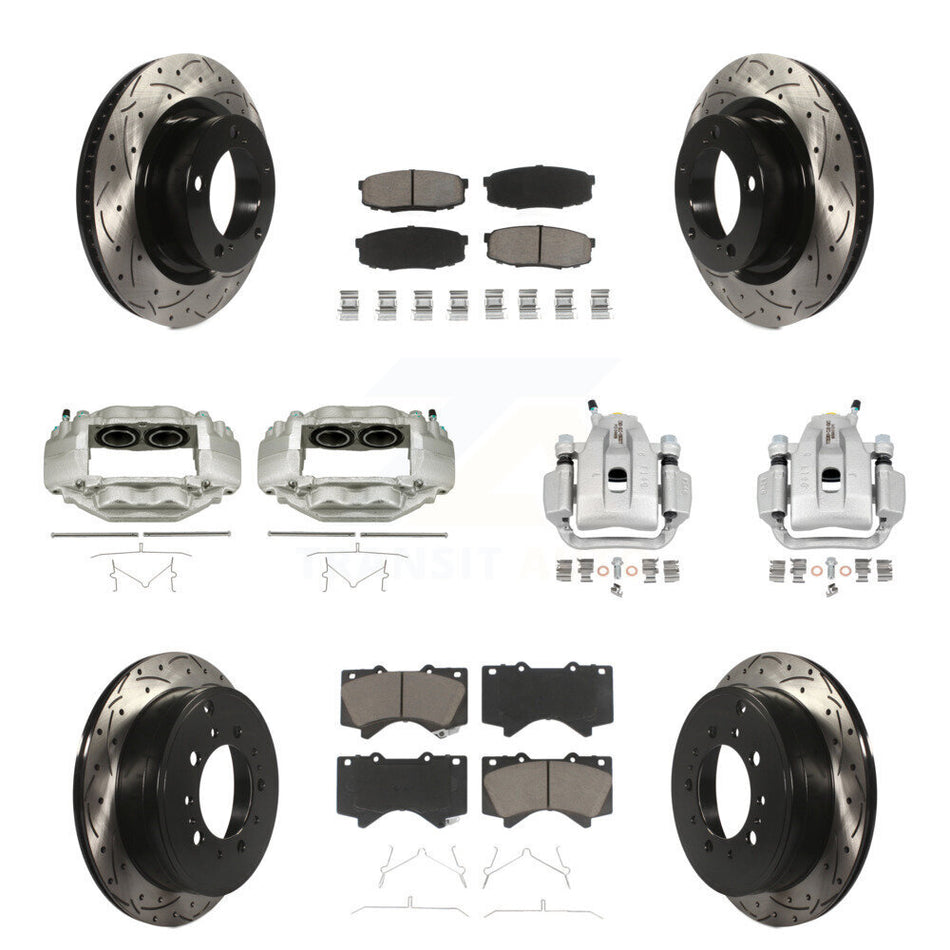 Front Rear Brake Coat Caliper Drill Slot Rotors Ceramic Pad Kit (10Pc) For Toyota Tundra KCD-100234C