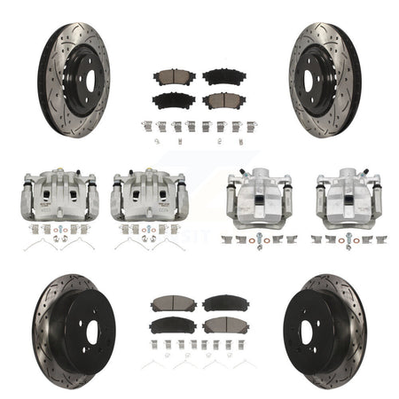 Front Rear Brake Caliper Drill Slot Rotors Ceramic Pad Kit (10Pc) For Lexus RX350 RX450h KCD-100237C