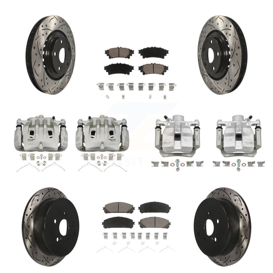 Front Rear Brake Caliper Drill Slot Rotors Ceramic Pad Kit (10Pc) For Lexus RX350 RX450h KCD-100237C