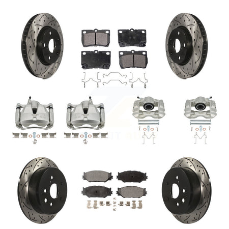 Front Rear Brake Caliper Drilled Slot Rotor Semi-Metallic Pad Kit (10Pc) For Lexus IS250 KCD-100238P