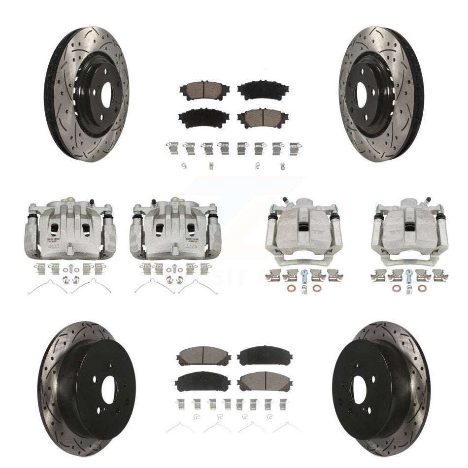 Front Rear Brake Caliper Drill Slot Rotors Ceramic Pad Kit (10Pc) For Lexus RX350 RX450h KCD-100239C