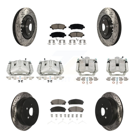 Front Rear Brake Caliper Drilled Slot Rotor Ceramic Pad Kit (10Pc) For Toyota Highlander KCD-100240C