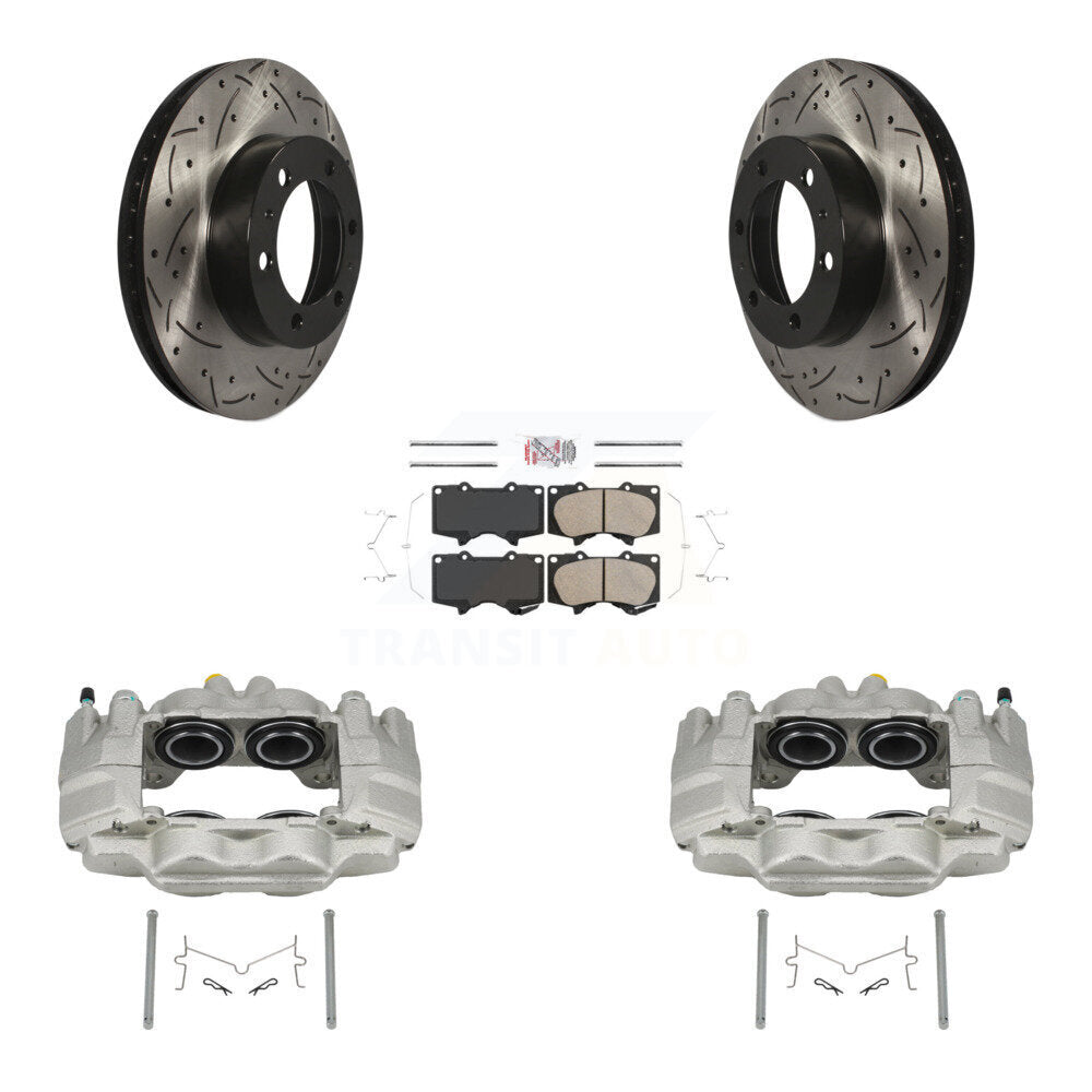 Front Brake Coated Caliper Drill Slot Rotor Ceramic Pad Kit For Toyota Tacoma FJ Cruiser KCD-100241N