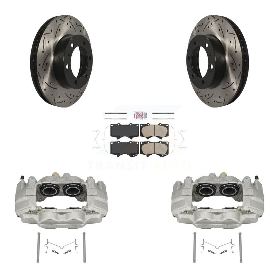 Front Brake Coated Caliper Drill Slot Rotor Ceramic Pad Kit For Toyota Tacoma FJ Cruiser KCD-100241N