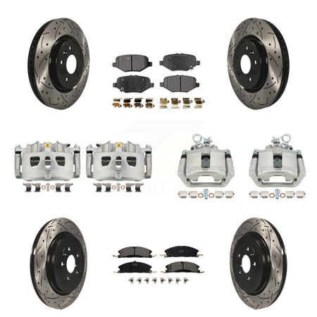 Front Rear Brake Caliper Drill Slot Rotor Ceramic Pad Kit (10Pc) For Ford Explorer Sport KCD-100241T