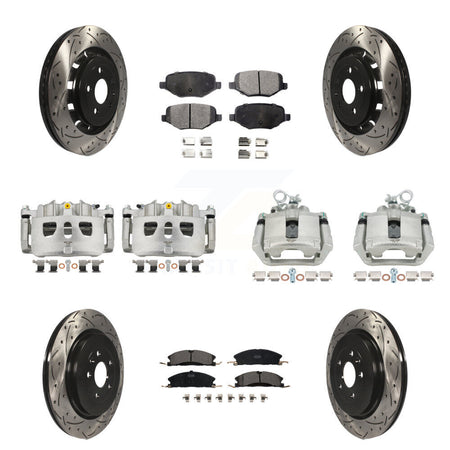 Front Rear Brake Caliper Drilled Slot Rotor Ceramic Pad Kit (10Pc) For Ford Explorer MKS KCD-100242T