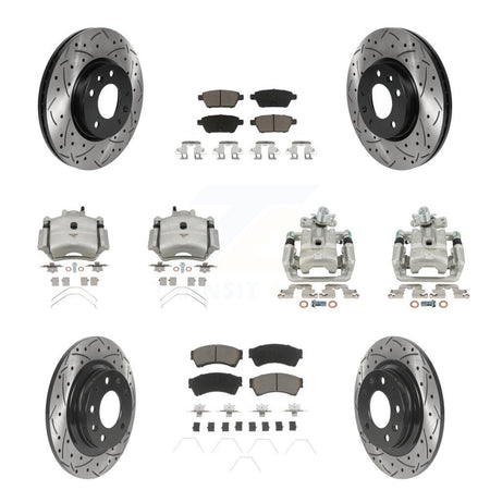 Front Rear Brake Caliper Drill Slot Rotor Ceramic Pad Kit (10Pc) For Ford Fusion Mazda 6 KCD-100244C