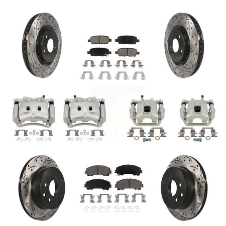 Front Rear Brake Coated Caliper Drill Slot Rotor Ceramic Pad Kit (10Pc) For Nissan Rogue KCD-100247C