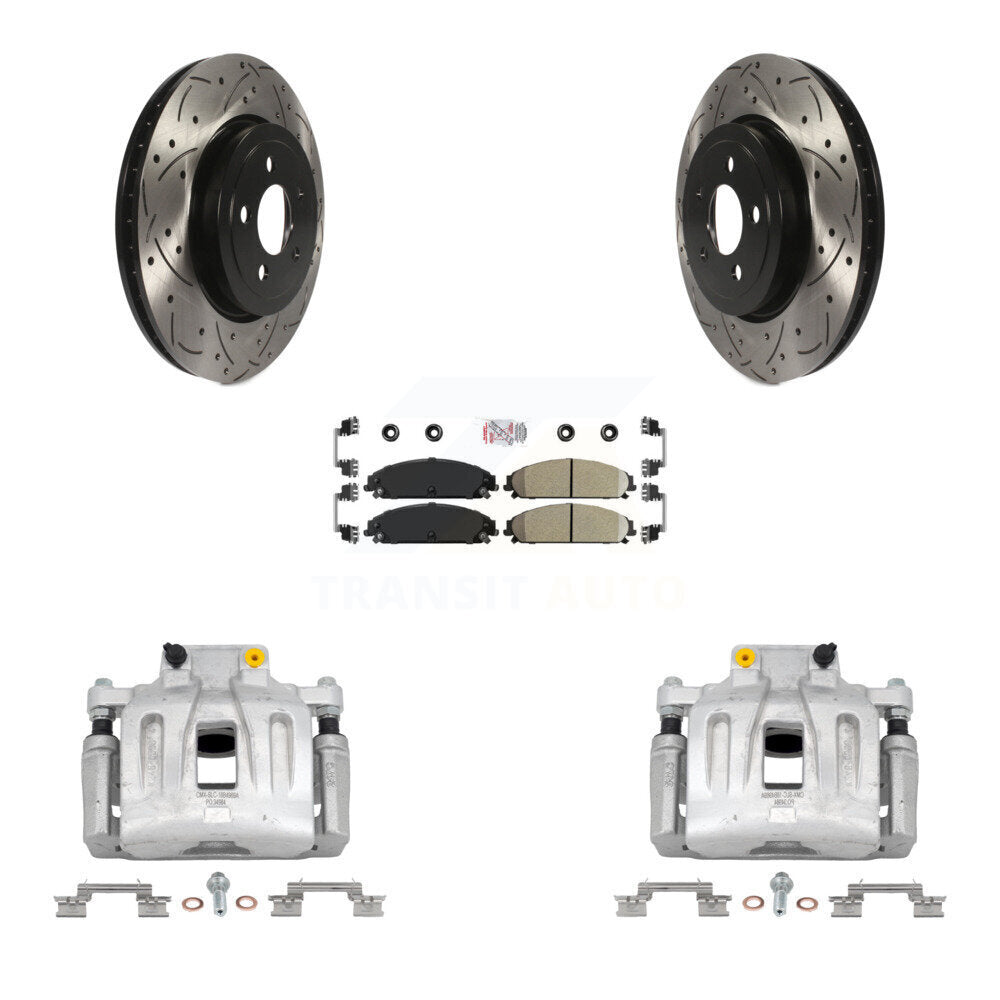 Front Brake Coat Caliper Drill Slot Rotor Ceramic Pad Kit For Chrysler 300 Dodge Charger KCD-100249N