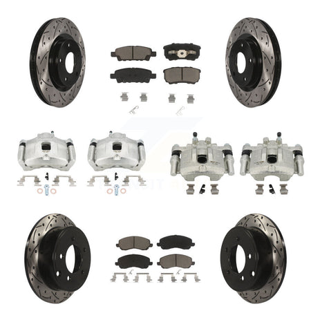 Front Rear Brake Caliper Drill Slot Rotors Ceramic Pad Kit (10Pc) For Jeep Patriot Dodge KCD-100252C