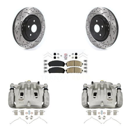Front Brake Caliper Drilled Slot Rotor Ceramic Pad Kit For 2022 Lexus NX350h NX350 NX250 KCD-100252N