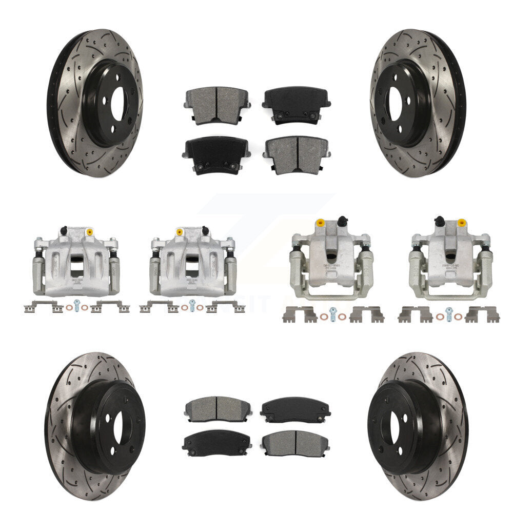 Front Rear Brake Caliper Drill Slotted Rotors Semi-Metallic Pad Kit (10Pc) For Dodge 300 KCD-100252S