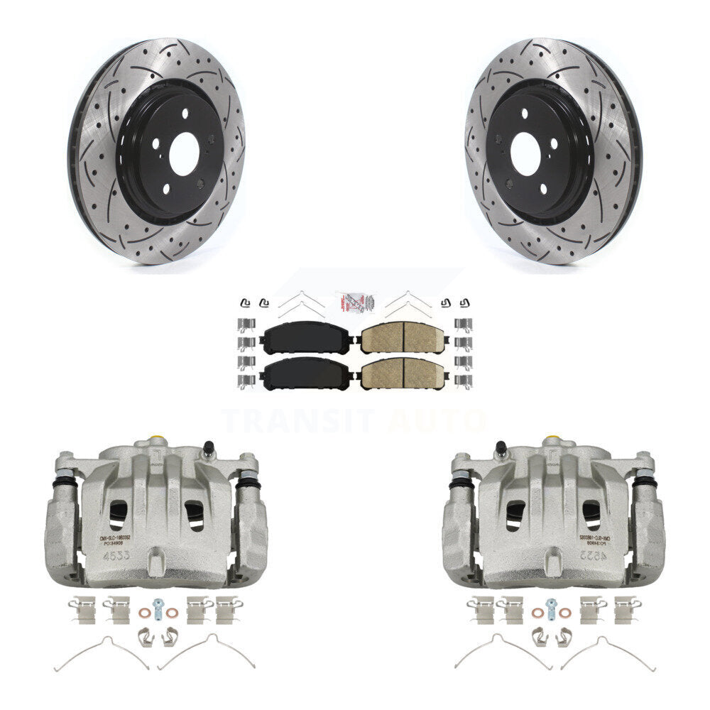 Front Brake Caliper Drilled Slot Rotor Ceramic Pad Kit For 2022 Lexus NX350h NX350 NX250 KCD-100253N