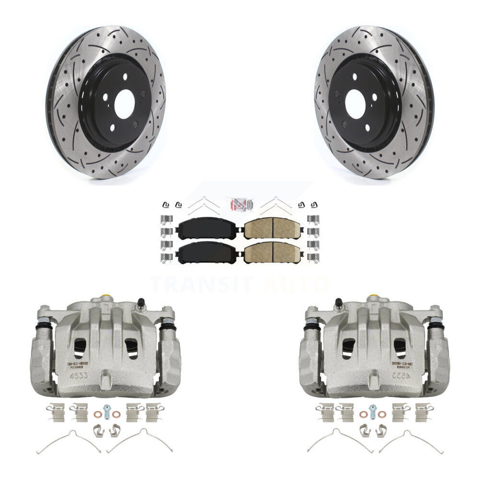 Front Brake Caliper Drilled Slot Rotor Ceramic Pad Kit For 2022 Lexus NX350h NX350 NX250 KCD-100253N