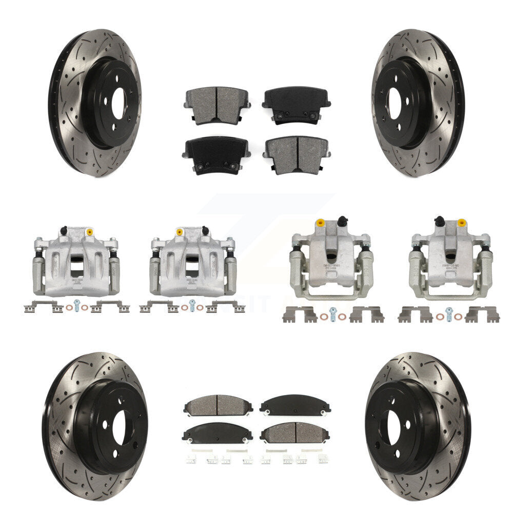 Front Rear Brake Caliper Drill Slot Rotors Semi-Metallic Pad Kit (10Pc) For Chrysler 300 KCD-100253S