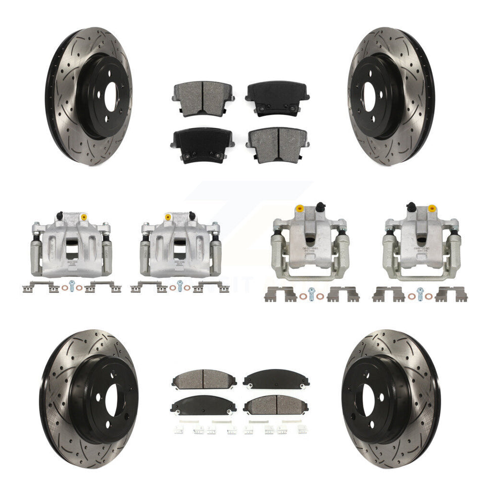Front Rear Brake Caliper Drill Slot Rotors Semi-Metallic Pad Kit (10Pc) For Chrysler 300 KCD-100253S